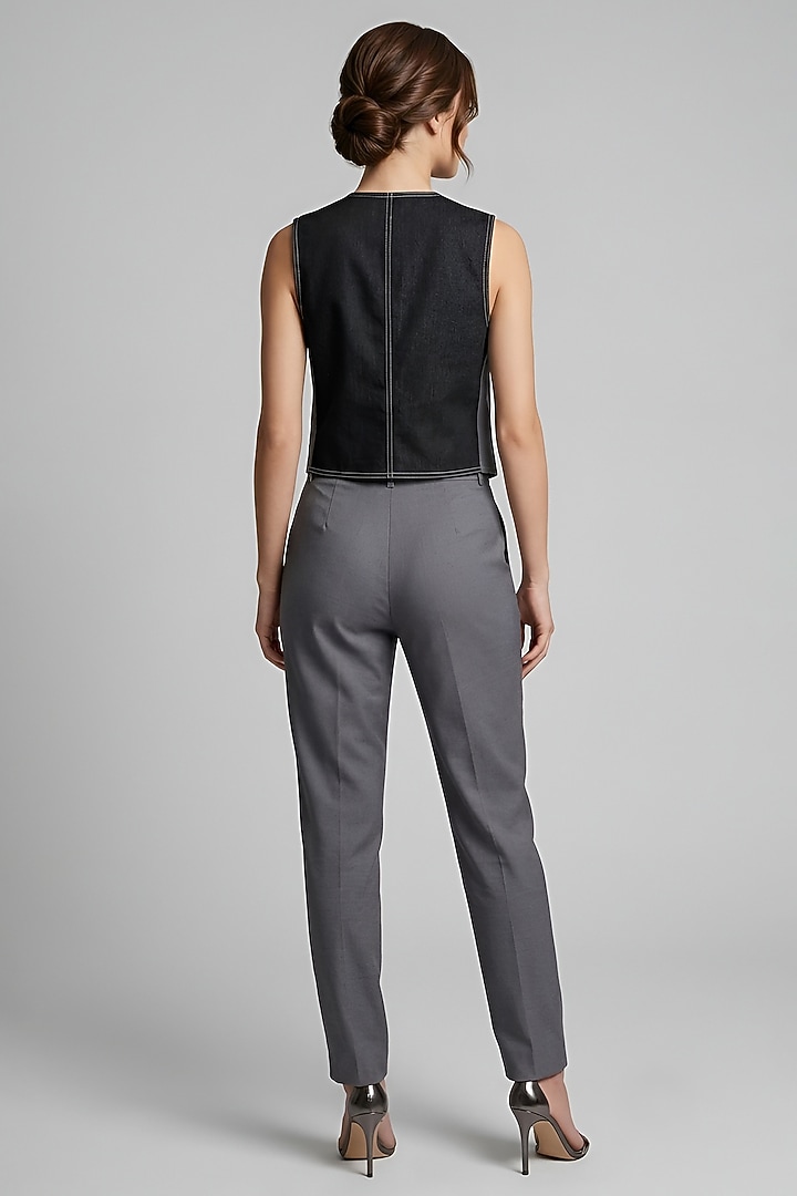 Grey & Black Cotton Waistcoat Set by Eshaani Jayaswal at Pernia's Pop Up Shop
