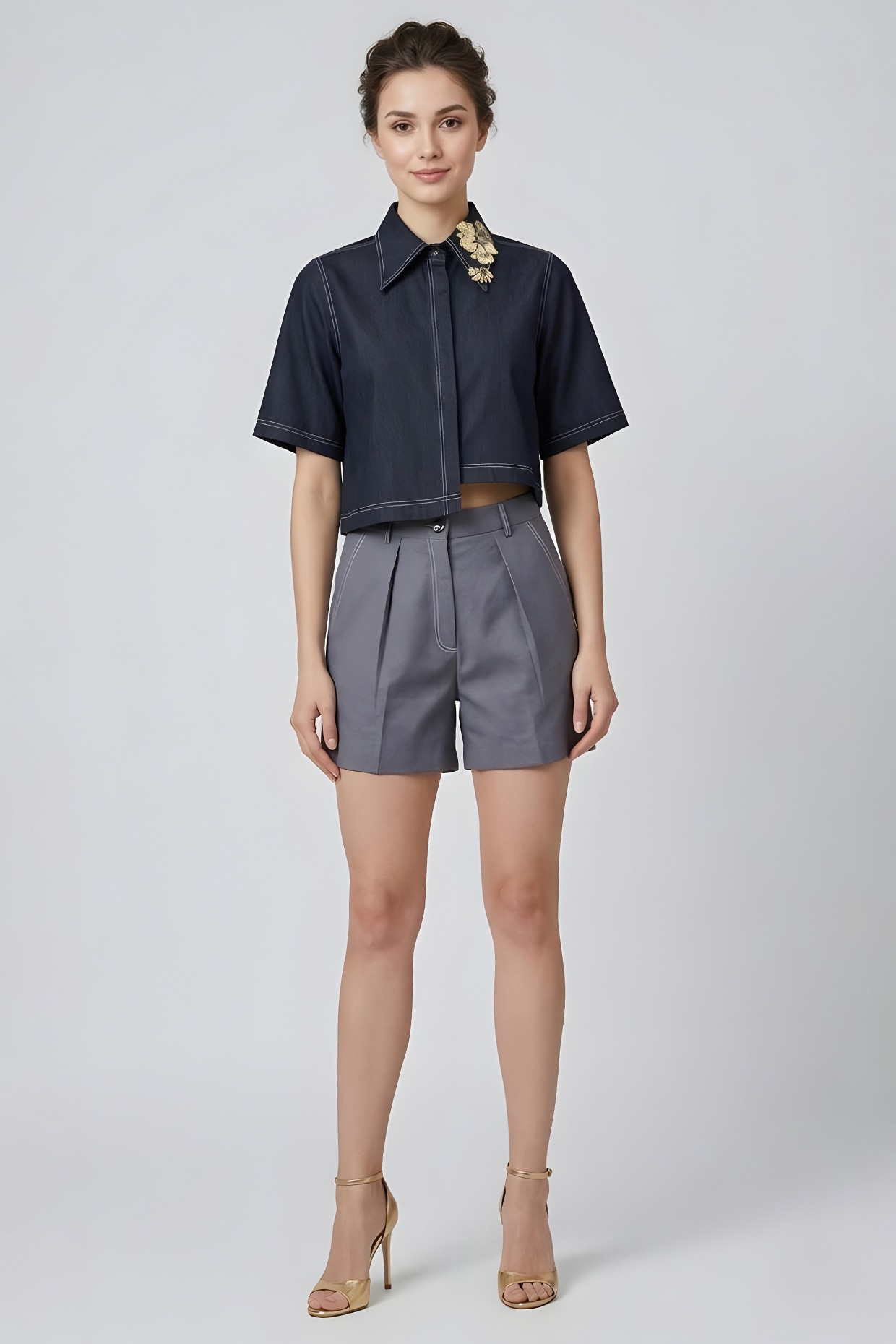 Eshaani Jayaswal Black & Grey Cotton Co-Ord Set