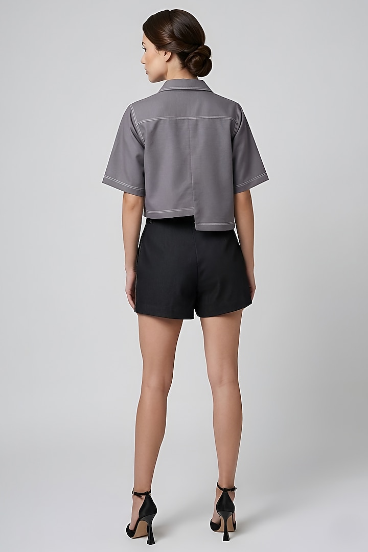 Grey & Black Cotton Co-Ord Set by Eshaani Jayaswal at Pernia's Pop Up Shop
