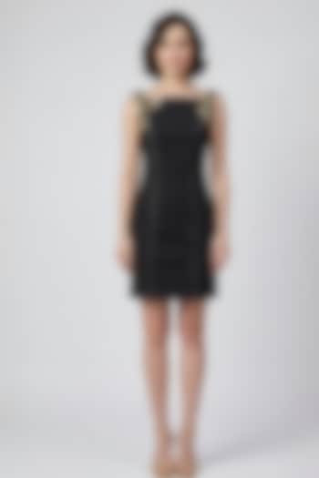 Black Cotton Mini Vacation Dress by Eshaani Jayaswal at Pernia's Pop Up Shop
