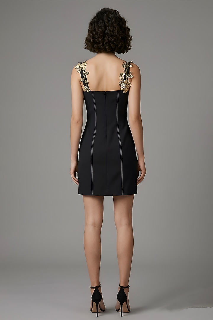 Black Cotton Mini Vacation Dress by Eshaani Jayaswal at Pernia's Pop Up Shop