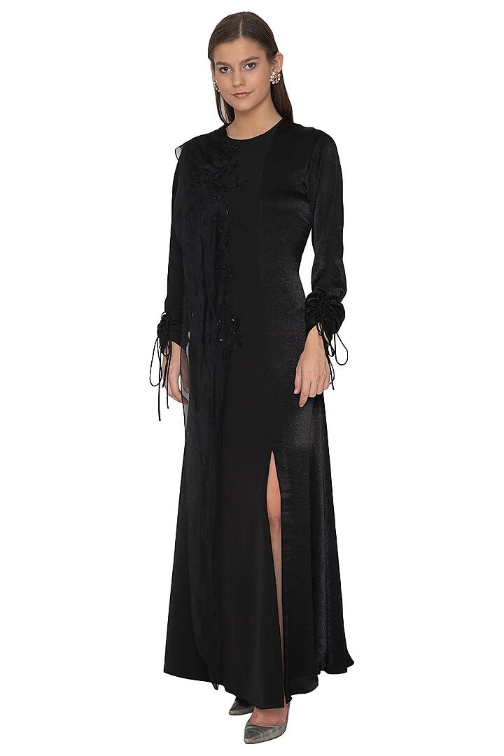 Black Embellished Maxi Dress by Eshaani Jayaswal