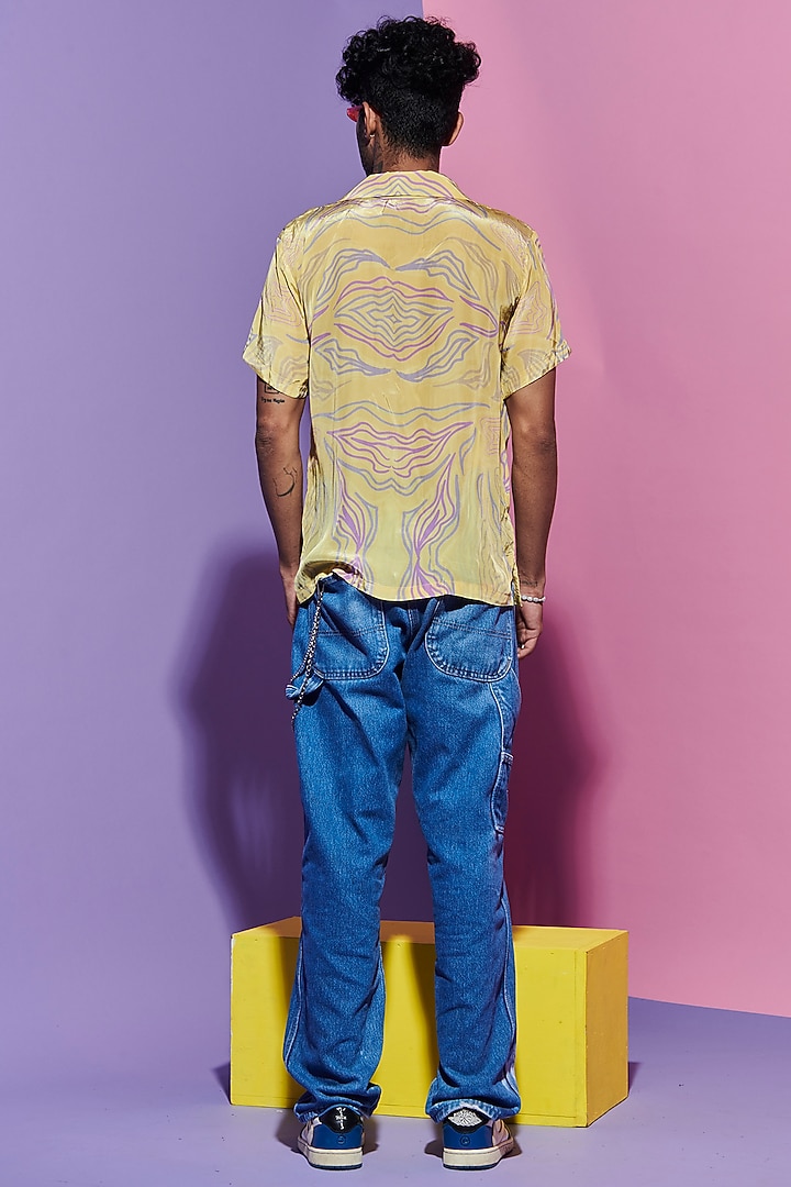 Lime Viscose Crepe Printed Party Wear Shirt by Esha L Amin Men at Pernia's Pop Up Shop