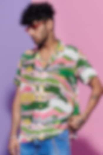 Multi-Colored Viscose Crepe Printed Party Wear Shirt by Esha L Amin Men at Pernia's Pop Up Shop