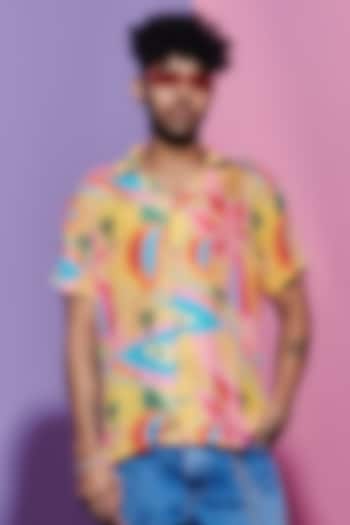 Multi-Colored Viscose Crepe Printed Party Wear Shirt by Esha L Amin Men at Pernia's Pop Up Shop