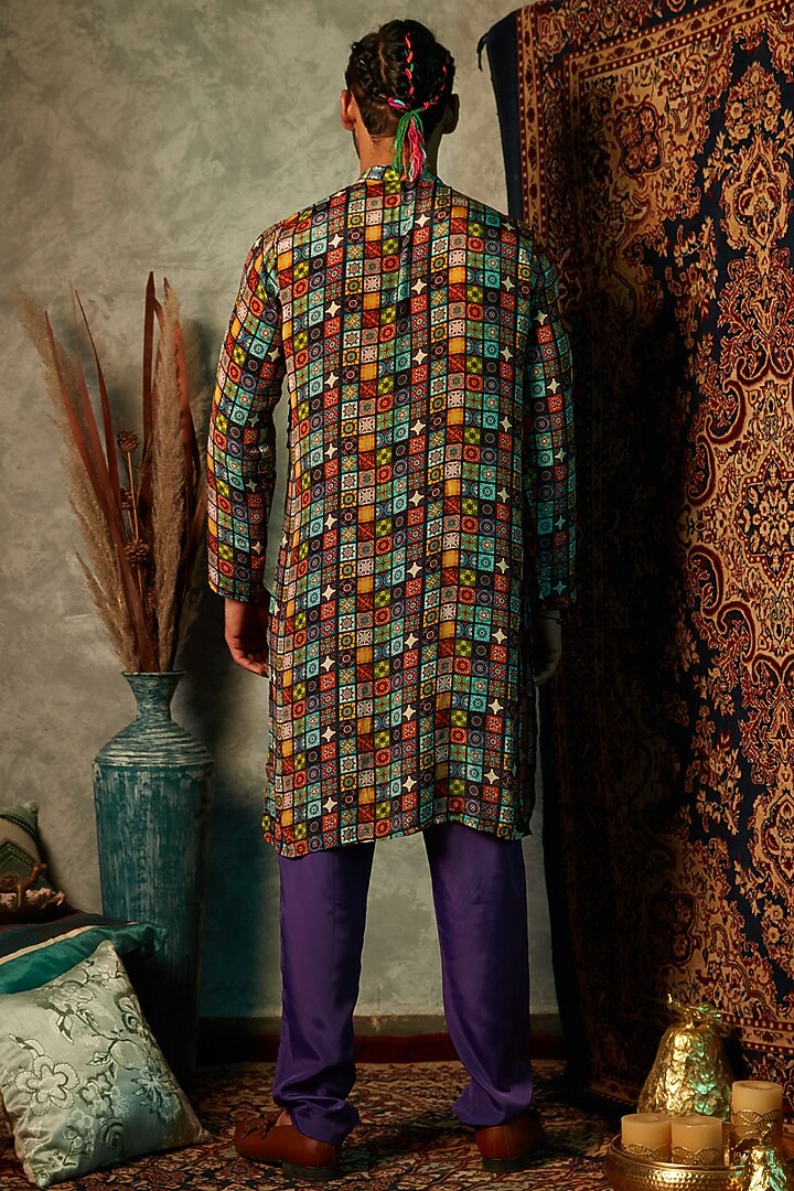 Purple Viscose Crepe Pants by Esha L Amin Men at Pernia's Pop Up Shop