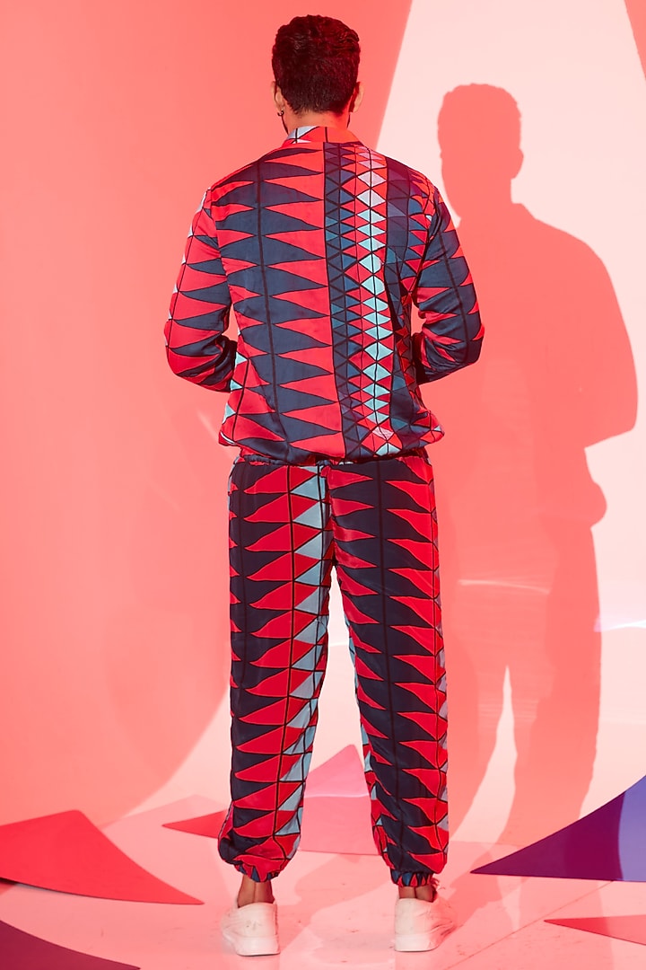 Multi-Colored Modal Satin & Viscose Crepe Joggers by Esha L Amin Men at Pernia's Pop Up Shop
