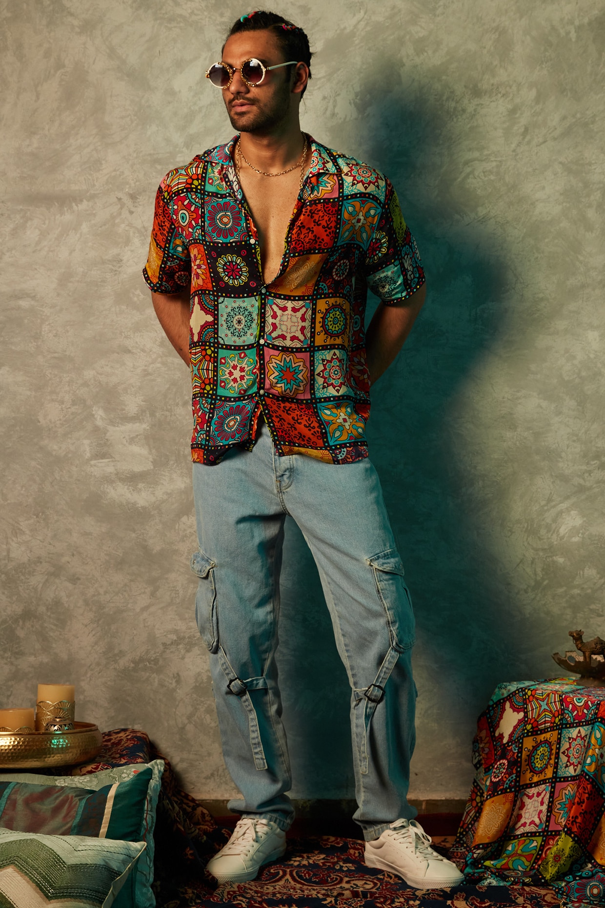 Multi Colored Viscose Crepe Printed Shirt by Esha L Amin Men at Pernia s Pop Up Shop 2024