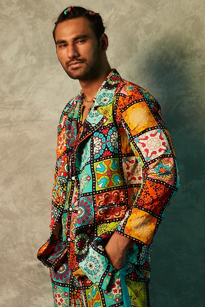 Multi-Colored Modal Satin Joggers by Esha L Amin Men at Pernia's Pop Up Shop