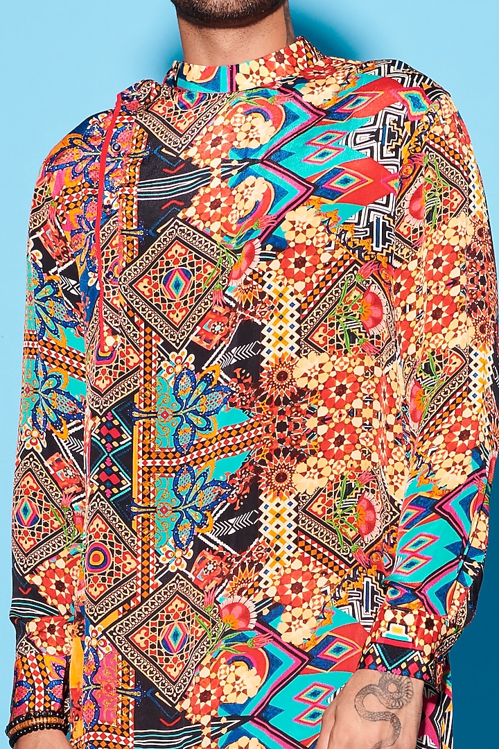 Multi-Colored Viscose Crepe Printed Kurta by Esha L Amin Men at Pernia's Pop Up Shop