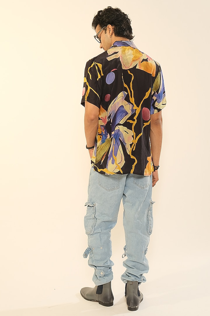 Multi-Colored Viscose Crepe Party Wear Shirt by Esha L Amin Men at Pernia's Pop Up Shop
