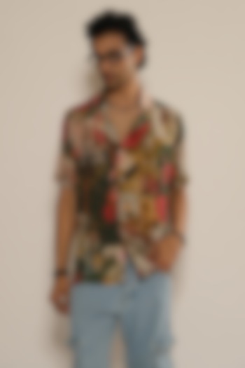 Multi-Colored Viscose Crepe Party Wear Shirt by Esha L Amin Men at Pernia's Pop Up Shop
