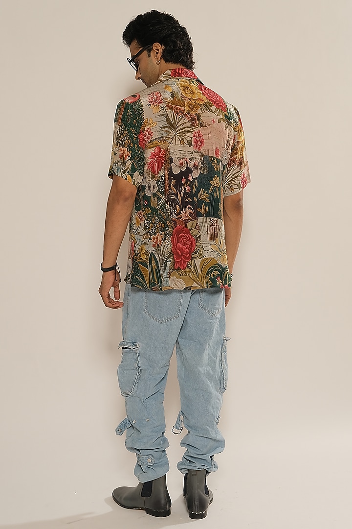 Multi-Colored Viscose Crepe Party Wear Shirt by Esha L Amin Men at Pernia's Pop Up Shop