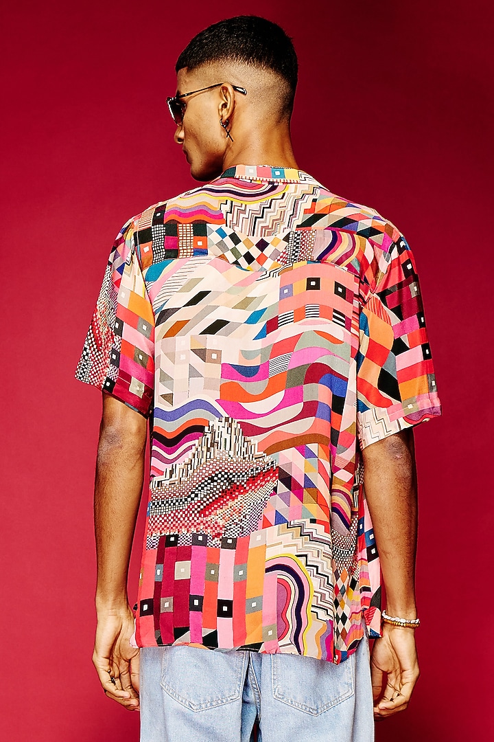 Multi-Colored Viscose Printed Party Wear Shirt by Esha L Amin Men at Pernia's Pop Up Shop