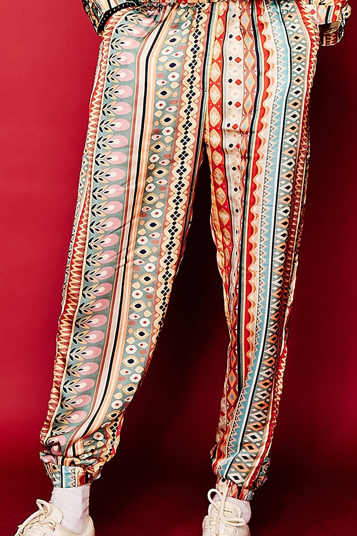 Multi-Colored Viscose Printed Joggers by Esha L Amin Men