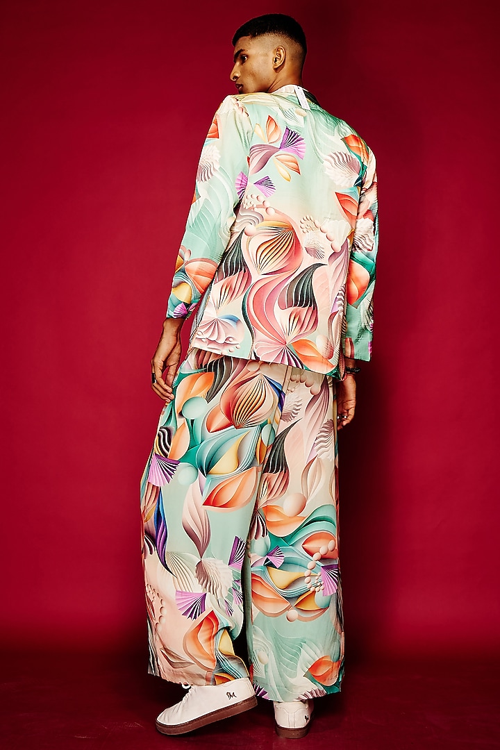Multi-Colored Viscose Printed Blazer by Esha L Amin Men at Pernia's Pop Up Shop