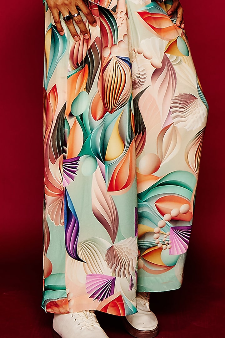 Multi-Colored Viscose Printed Pants by Esha L Amin Men at Pernia's Pop Up Shop