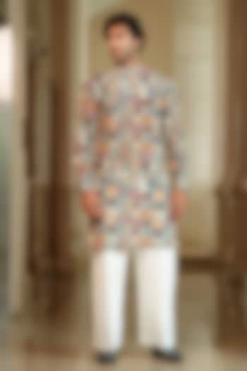 Multi-Colored Viscose Crepe Kurta by Esha L Amin Men at Pernia's Pop Up Shop