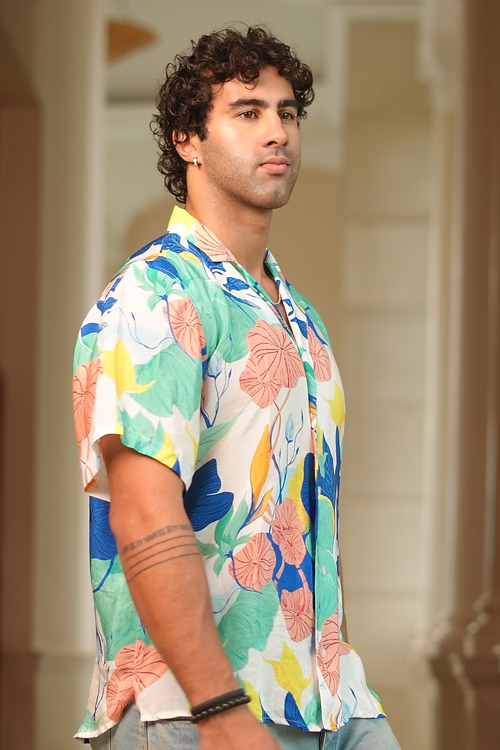 Multi-Colored Viscose Crepe Party Wear Shirt by Esha L Amin Men at Pernia's Pop Up Shop