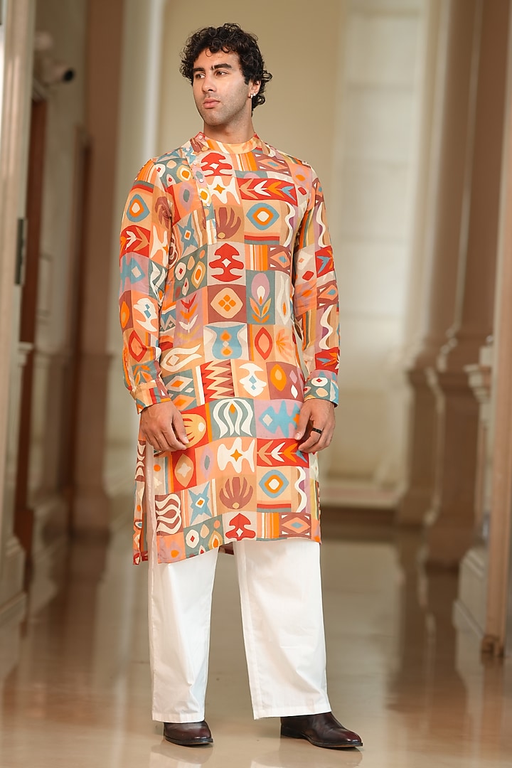 Multi-Colored Crepe Party Wear Shirt by Esha L Amin Men at Pernia's Pop Up Shop