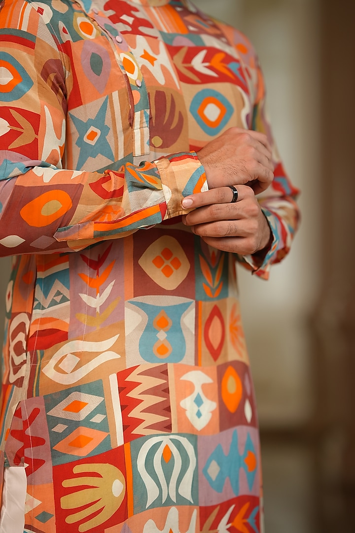 Multi-Colored Crepe Party Wear Shirt by Esha L Amin Men at Pernia's Pop Up Shop