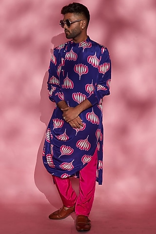 Pink Crepe Pants by Esha L Amin Men