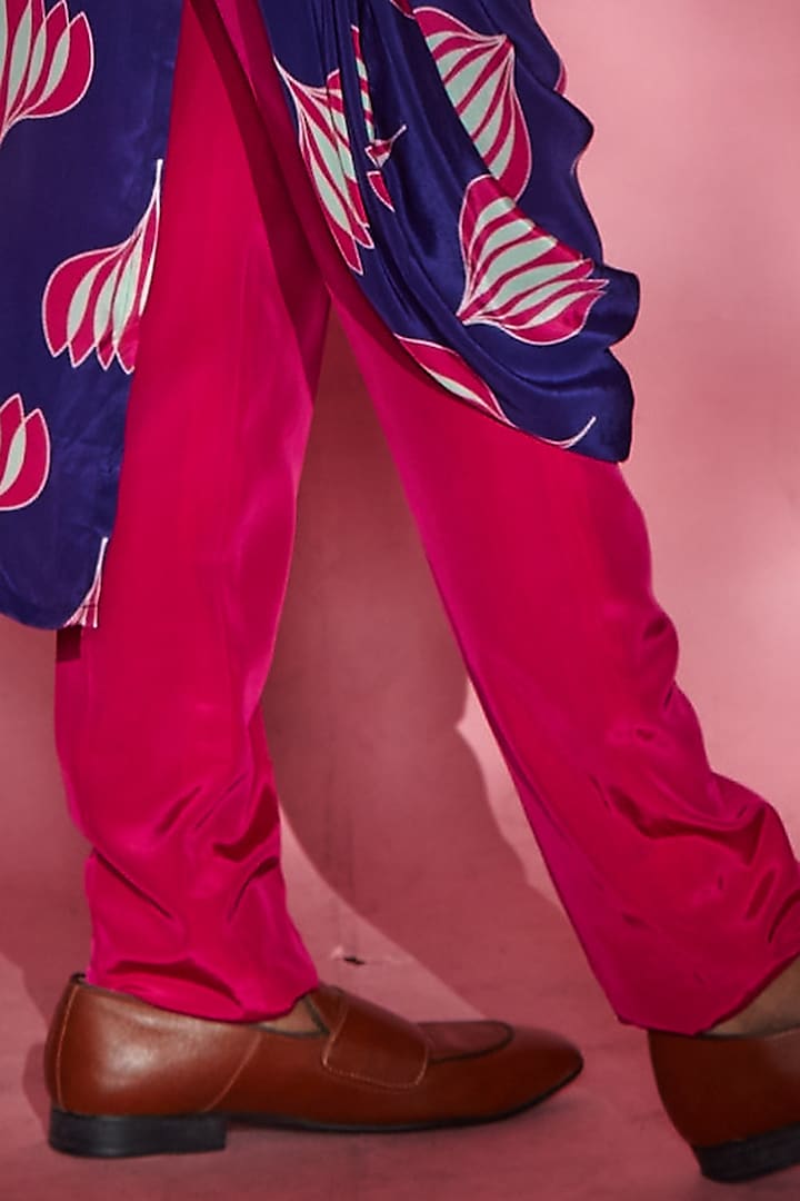 Pink Crepe Pants by Esha L Amin Men at Pernia's Pop Up Shop