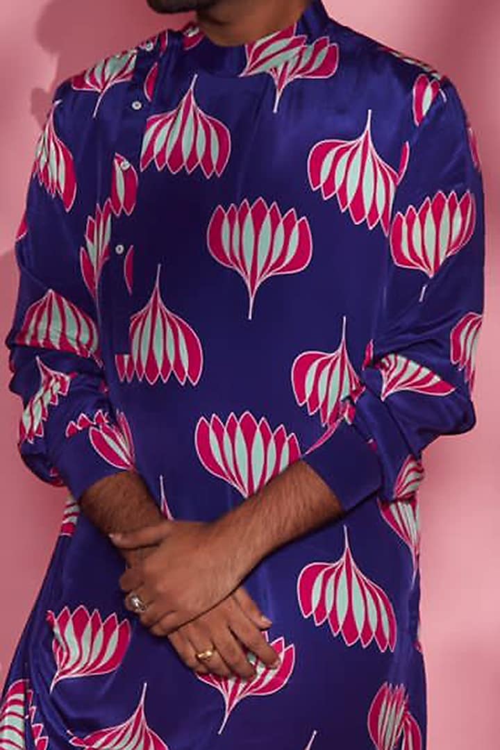 Purple Modal Cowl Kurta by Esha L Amin Men at Pernia's Pop Up Shop