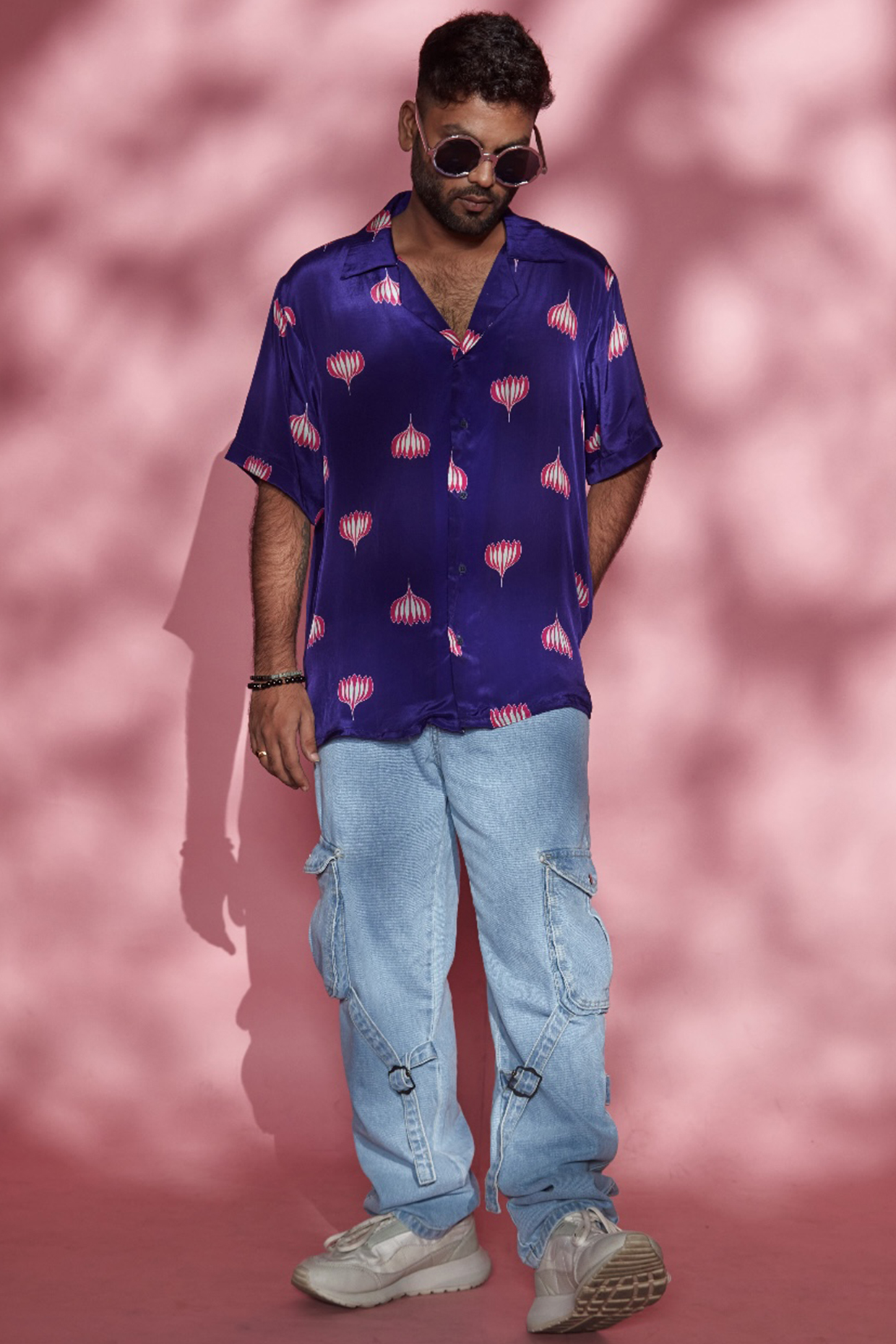 Purple Printed Party  start Shirt by Esha L Amin Men at Pernia's Pop Up Shop