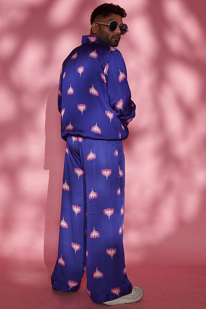 Purple Printed Pants by Esha L Amin Men at Pernia's Pop Up Shop