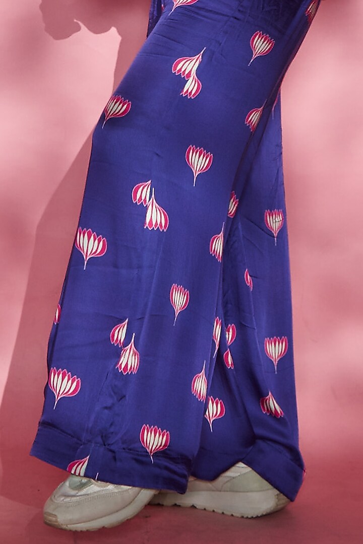 Purple Printed Pants by Esha L Amin Men at Pernia's Pop Up Shop