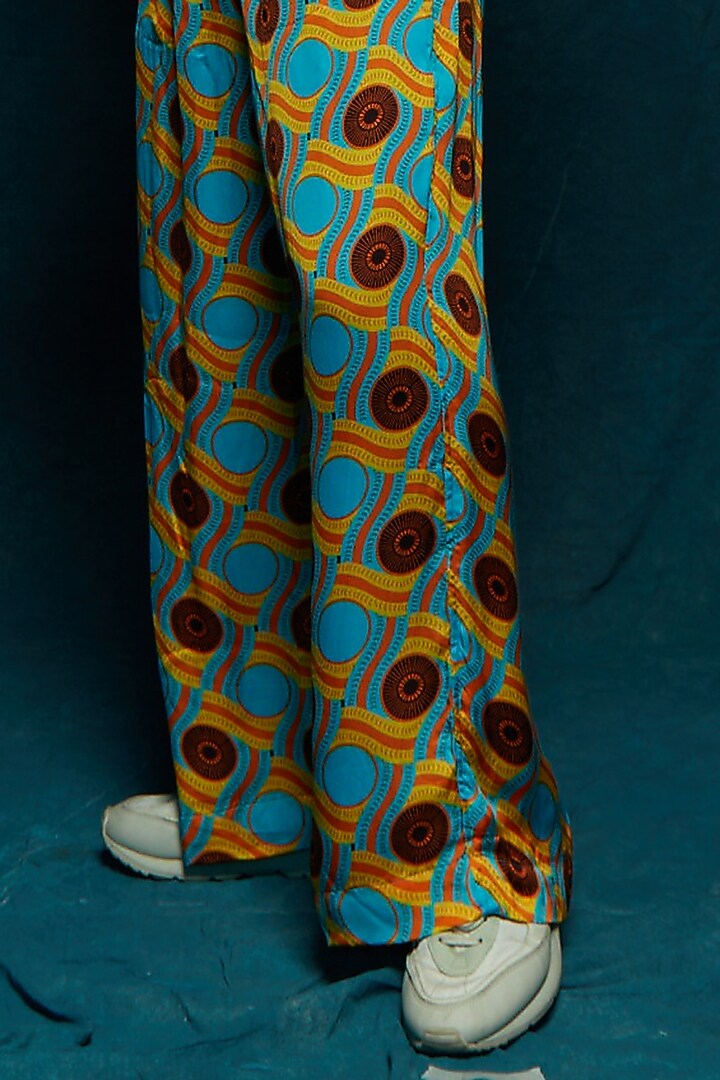 Turquoise Printed Bomber Jacket by Esha L Amin Men at Pernia's Pop Up Shop