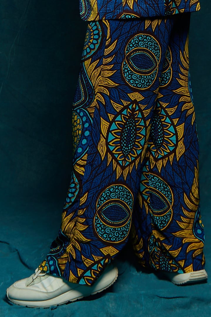 Blue Printed Blazer by Esha L Amin Men at Pernia's Pop Up Shop