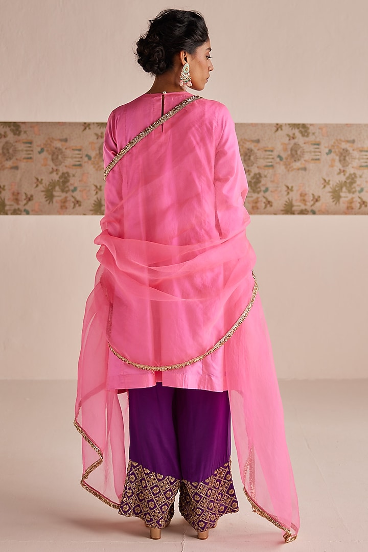 Purple Silk Zardosi Embroidered Kurta Set by Esha Arora at Pernia's Pop Up Shop