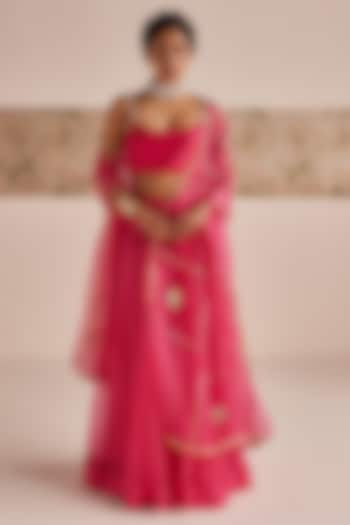 Hot Pink Silk Wedding Lehenga Set by Esha Arora at Pernia's Pop Up Shop