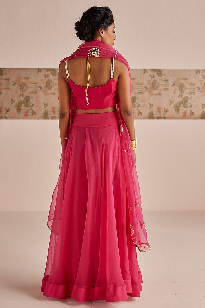 Hot Pink Silk Wedding Lehenga Set by Esha Arora at Pernia's Pop Up Shop