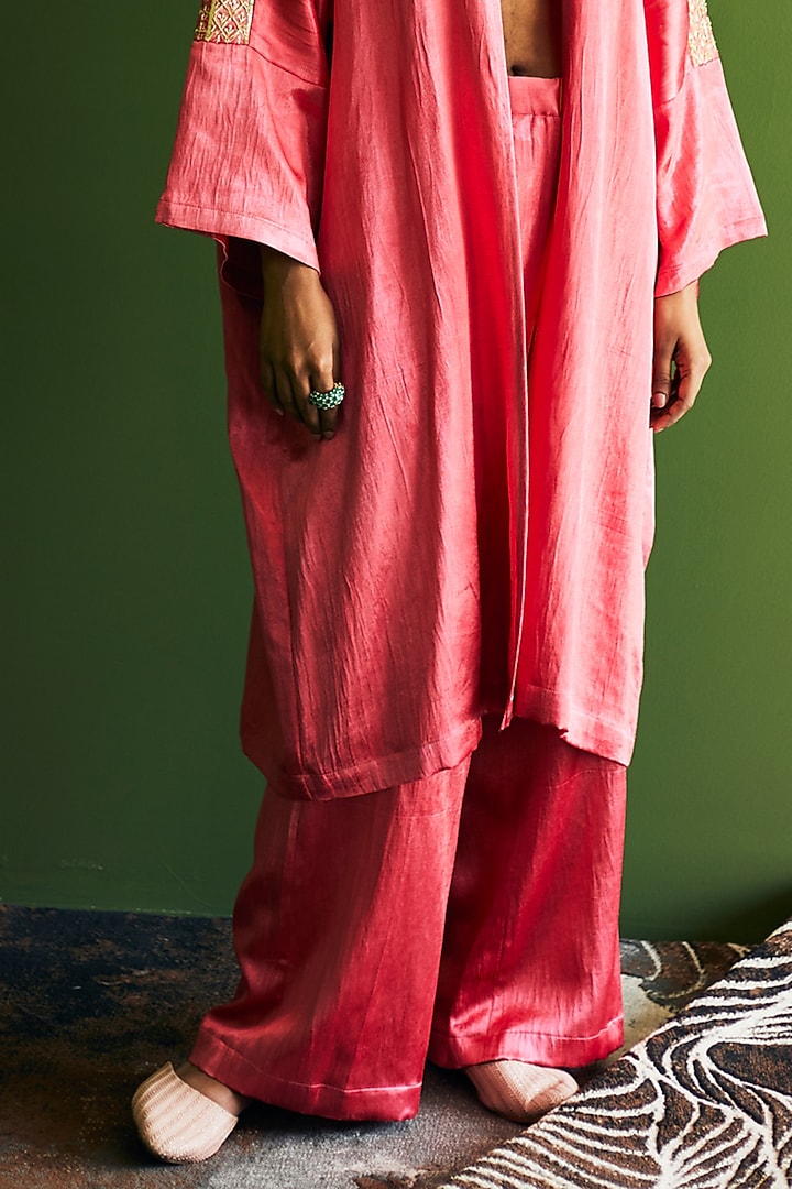 Pink Hand Embroidered Jacket Set by Esha Arora at Pernia's Pop Up Shop