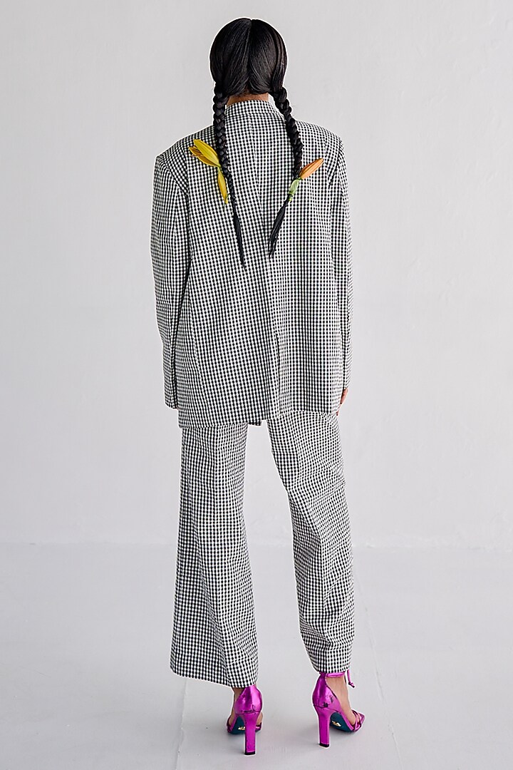 Black Cotton Printed Blazer Set by Esha Arora at Pernia's Pop Up Shop