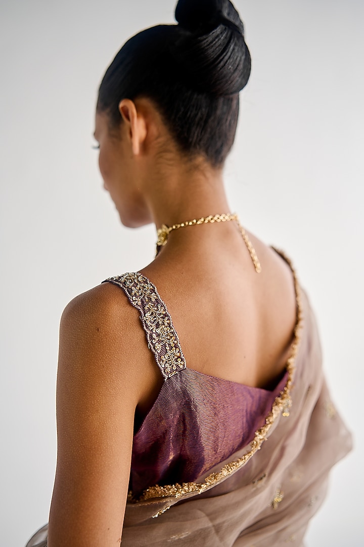 Purple Chanderi Tissue Wedding Sharara Set by Esha Arora at Pernia's Pop Up Shop