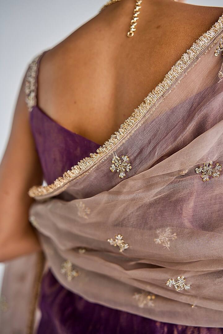 Purple Chanderi Tissue Wedding Sharara Set by Esha Arora at Pernia's Pop Up Shop