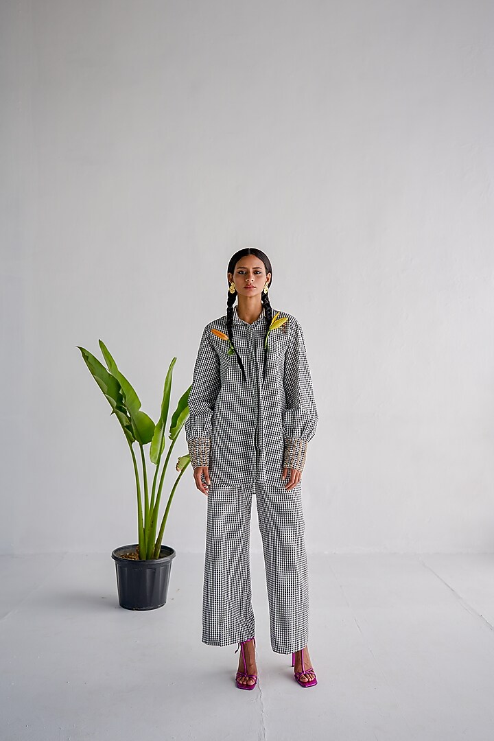 Black & White Cotton Check Co-Ord Set by Esha Arora at Pernia's Pop Up Shop