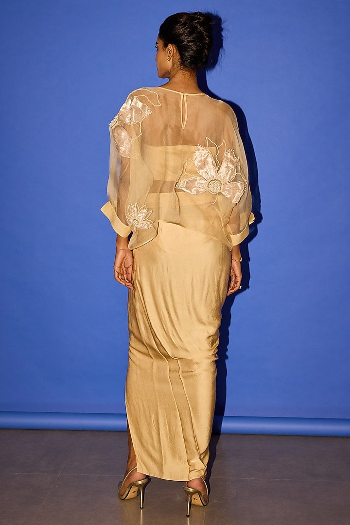 Ivory Cotton Satin Dhoti Skirt Set by Esha Arora at Pernia's Pop Up Shop