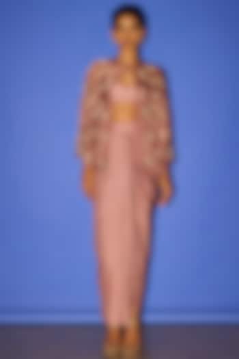 Dusty Pink Cotton Satin Dhoti Skirt Set by Esha Arora at Pernia's Pop Up Shop