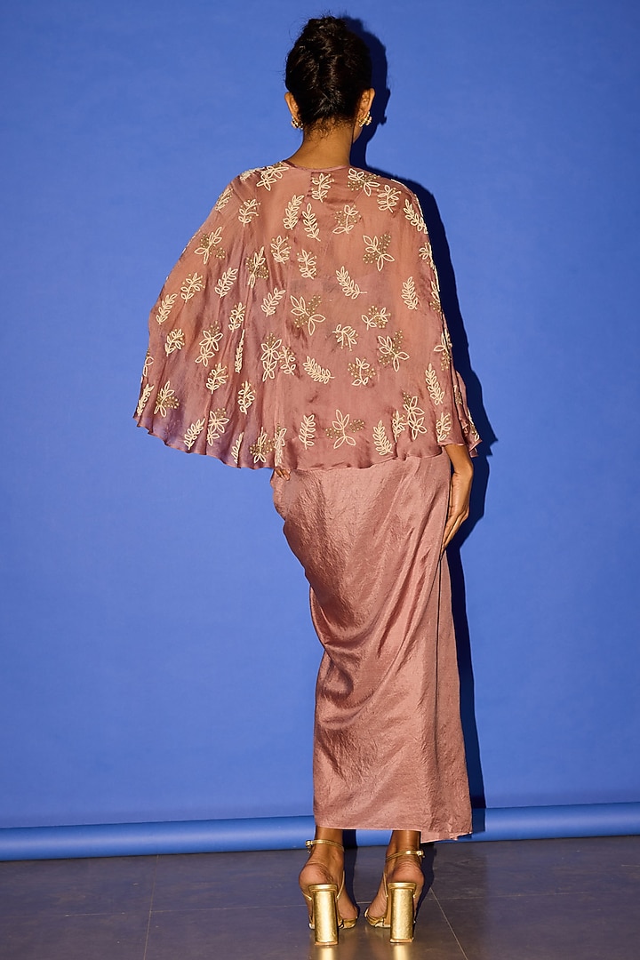 Dusty Pink Cotton Satin Dhoti Skirt Set by Esha Arora at Pernia's Pop Up Shop