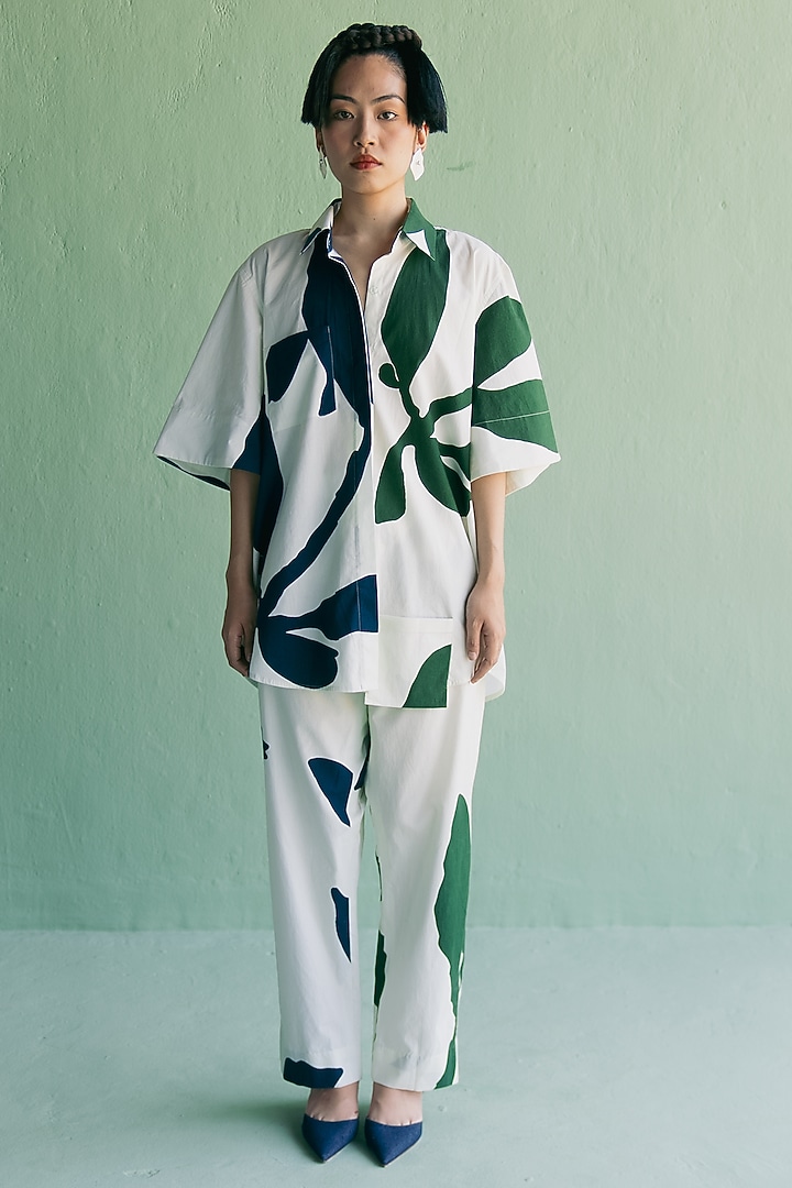 Ivory Organic Cotton Printed Co-Ord Set by Esha Arora at Pernia's Pop Up Shop