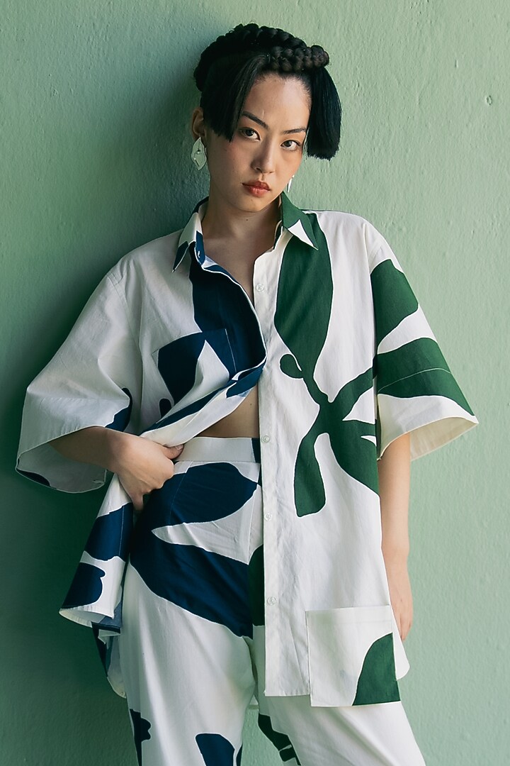 Ivory Organic Cotton Printed Co-Ord Set by Esha Arora at Pernia's Pop Up Shop