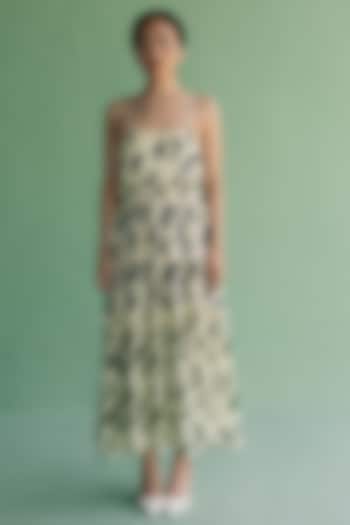 Ivory Organic Cotton Floral Printed Maxi Summer Dress by Esha Arora at Pernia's Pop Up Shop