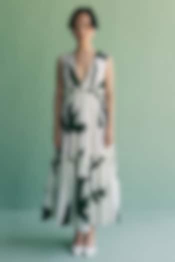 Ivory & Green Organic Cotton Floral Printed Maxi Summer Dress by Esha Arora at Pernia's Pop Up Shop