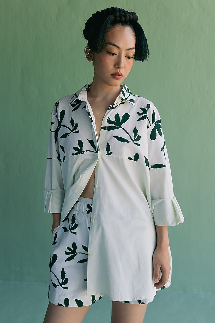 Ivory Cotton Printed Co-Ord Set by Esha Arora at Pernia's Pop Up Shop