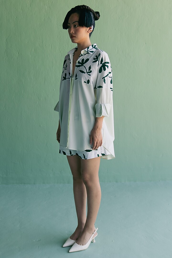 Ivory Cotton Printed Co-Ord Set by Esha Arora at Pernia's Pop Up Shop